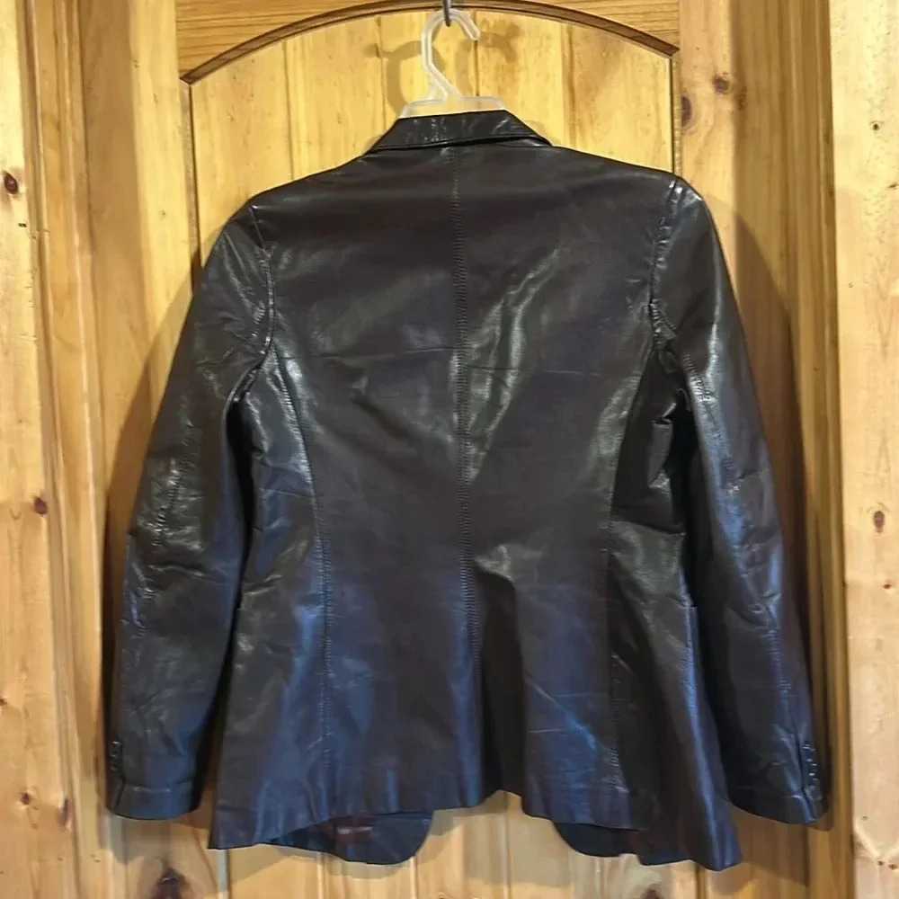 Bertini 100% Brown Leather 2 Button Jacket - Picture 7 of 7